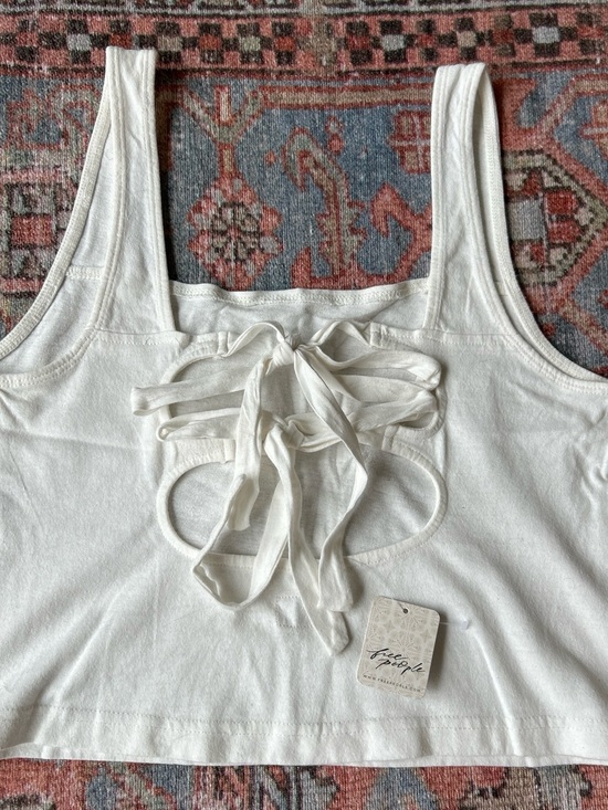Free People Tops - Free People Ivory Lace-Up Crop Tank